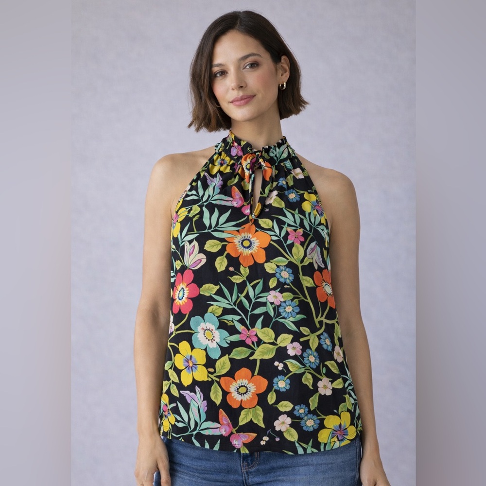 J.Crew x Liberty London Pavilion Floral Butterfly Ruffle Tank Top Size 4